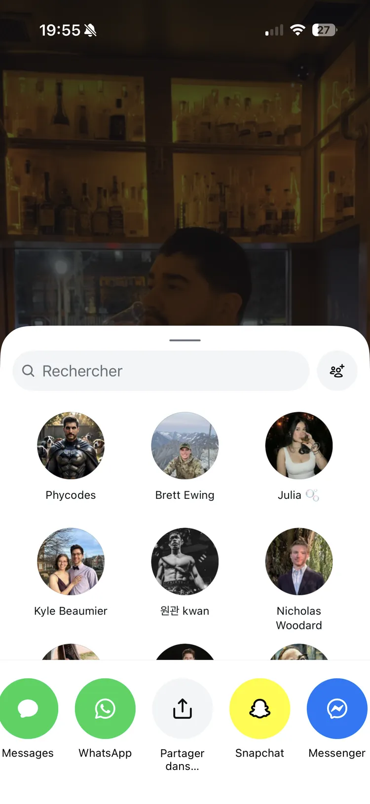 Instagram share menu