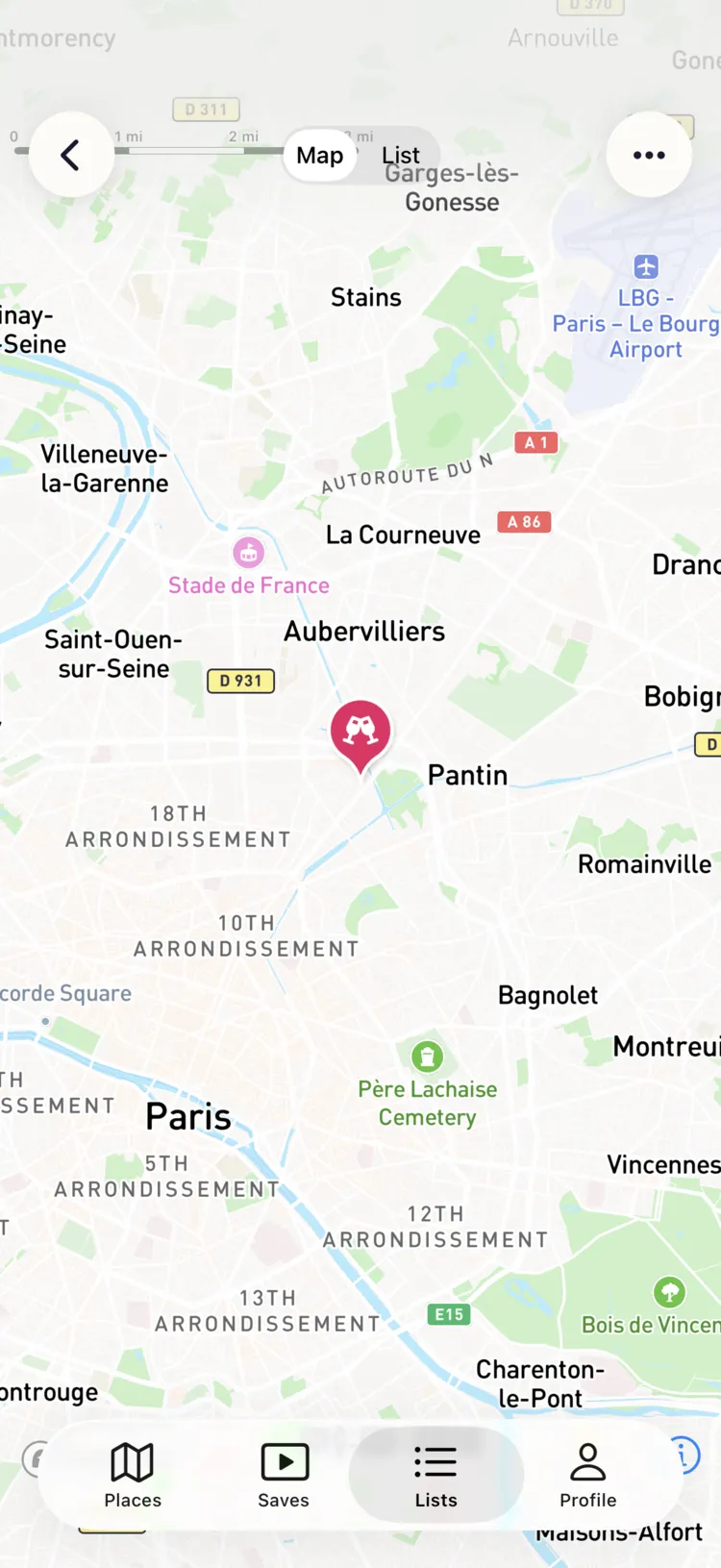 List detail with options menu for inviting members
